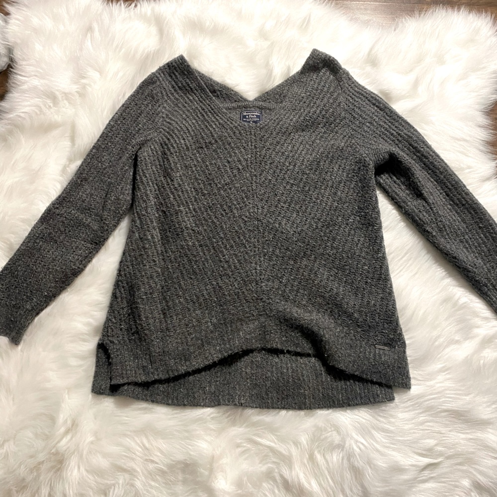 ABERCROMBIE & FITCH Oversized Cozy Sweater, Gray Fuzzy Size XL